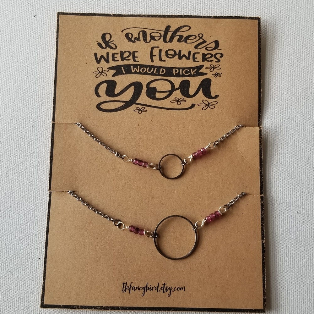 Handmade Mommy and Me Silver and Pink Nwcklaces